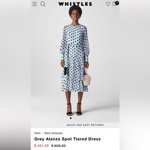 Whistles Blue A-Line Dress with Bishop Sleeves